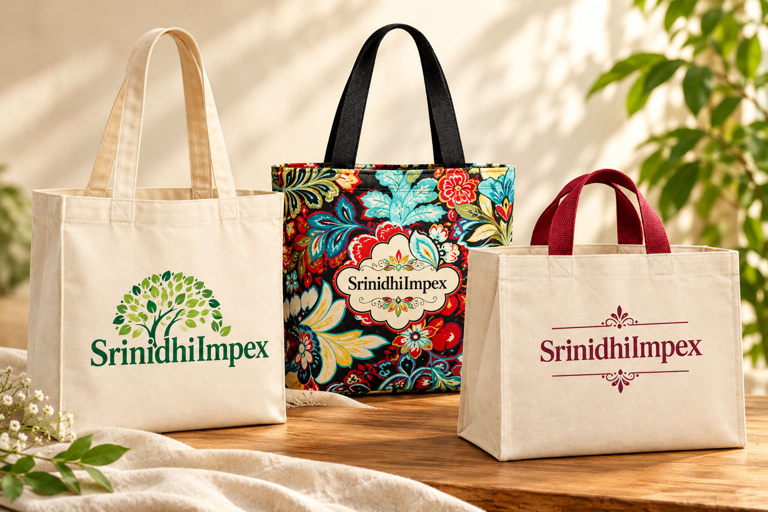 Srinidhi Impex natural and printed cotton bags